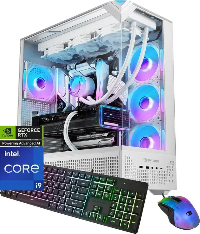 iBUYPOWER Element 9 Pro White Gaming PC Desktop - Intel Core i9 14900KF - NVIDIA GeForce RTX 5070Ti 16GB - 32GB DDR5 RGB - 1TB NVMe SSD - EPWI9N57T01