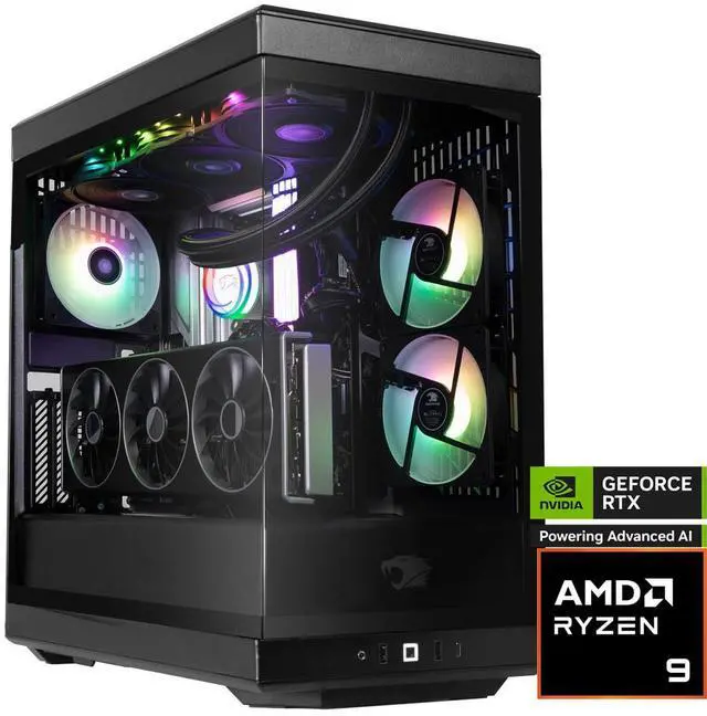 iBUYPOWER Y40 PRO Black Gaming PC Desktop - AMD Ryzen 9 9900X - NVIDIA GeForce RTX 5080 16GB - 32GB DDR5 RGB - 2TB NVMe SSD - Y40BA9N5801