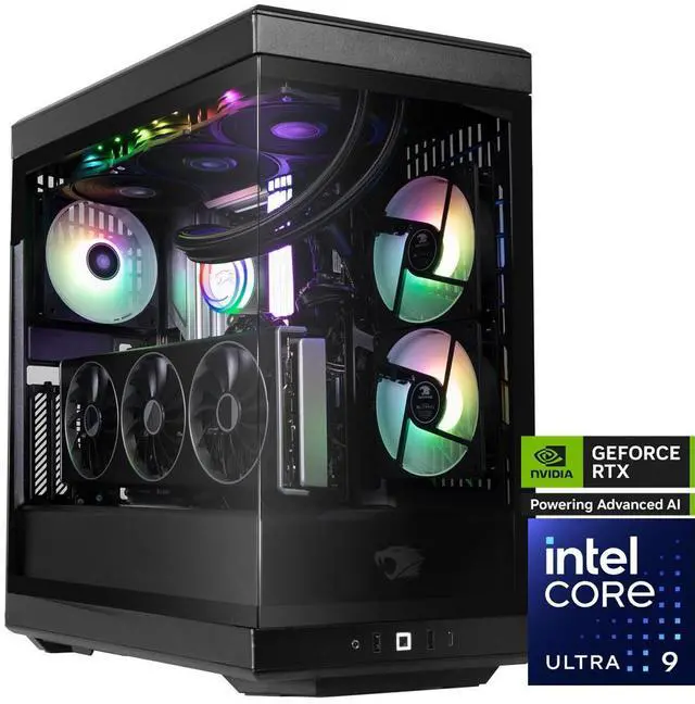 iBUYPOWER Y40 PRO Black Gaming PC Desktop - Intel Core Ultra 9 285 - NVIDIA GeForce RTX 5080 16GB - 32GB DDR5 RGB - 2TB NVMe SSD - Y40BI9N5801