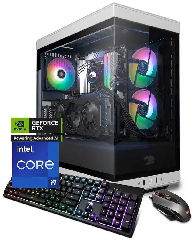 iBUYPOWER Y40 Pro White Gaming PC Desktop - Intel Core i9 14900F - NVIDIA GeForce RTX 5080 16GB - 32GB DDR5 RGB - 2TB NVMe SSD - Y40WI9N5801