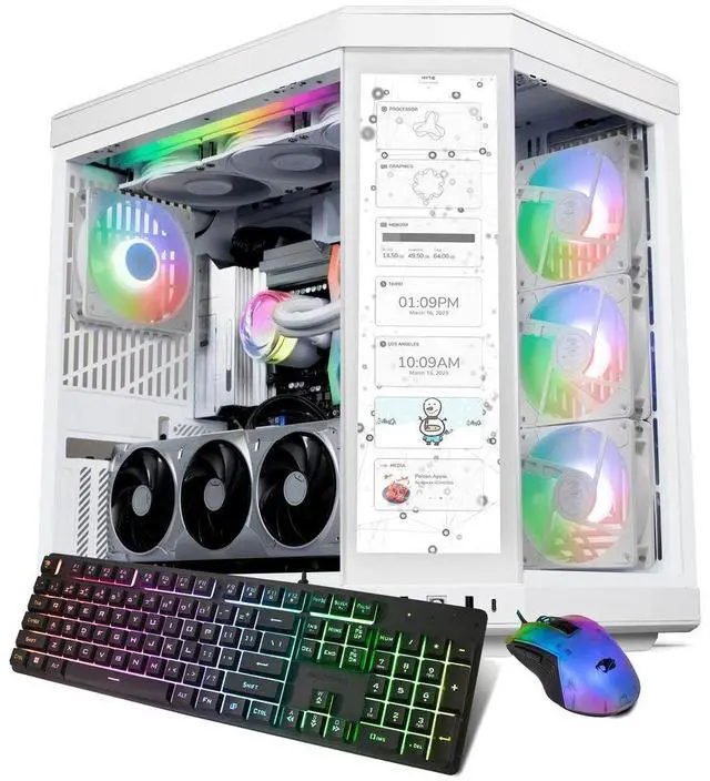 iBUYPOWER Y70TI Gaming PC Desktop Computer with HYTE Touch Screen Case, Intel Core Ultra 9 285 CPU, NVIDIA RTX 5070Ti 16GB GPU, 32GB DDR5 RGB RAM, 2TB
