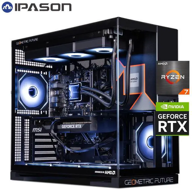 IPASON Gaming Desktop, Ryzen 7 7800X3D, NVIDIA RTX5070 12GB,32GB DDR5 RAM, 1TB M.2 NVMe,Windows 11 home,WIFI,360MM Liquid Cooler, ARGB Fans, AI