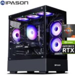 IPASON Gaming PC AMD Ryzen7 9700X, Geforce RTX5060 Ti 8G, 1TB NVME SSD, 32GB DDR5 RAM , 650W GOLD PSU ,6 Copper Tube Air cooler , B650M , Windows 11 ,