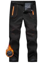 JHMORP Men's Winter Hiking Pants Waterproof Fleece Lined Softshell Insulated Snow Ski Pants with Belt