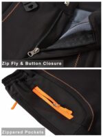 JHMORP Men's Winter Hiking Pants Waterproof Fleece Lined Softshell Insulated Snow Ski Pants with Belt