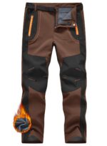 JHMORP Men's Winter Hiking Pants Waterproof Fleece Lined Softshell Insulated Snow Ski Pants with Belt