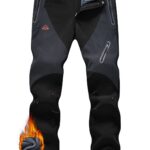 JHMORP Men's Winter Hiking Snow Ski Pants Waterproof Softshell Fleece Lined Insulated Work Pants 4 Pockets