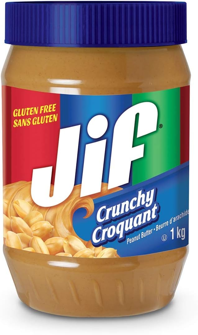 Jif Crunchy Peanut Butter, Smooth No Stir Texture, Gluten Free, 1 kg (Pack of 1)