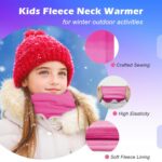 Kids Fleece Neck Warmer Gaiter - Winter Face Cover for Snow Play & School - Warm Elastic Tube Scarf for Boys & Girls