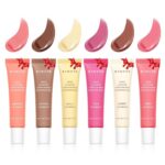 KIMUSE Tinted Lip Butter Hydration Balm Set, 6 Flavored Shades Hydrating Plumping Gloss with Sheer Tint, Non-Sticky | Vegan Lip Care Makeup for Dry Lips & Daily
