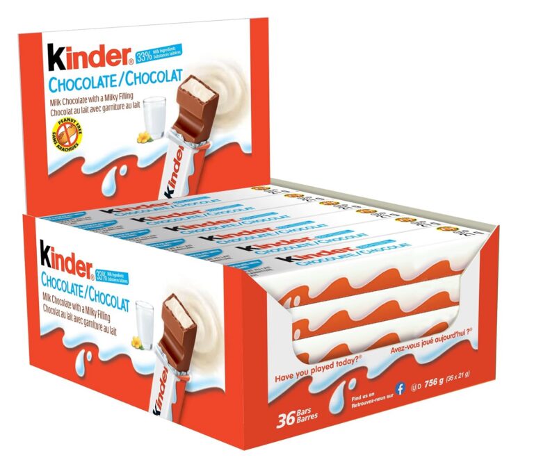 KINDER CHOCOLATE Single Bars; 36 Packs; Individually Wrapped Milk Chocolate Bars (36 x 21g)