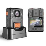 KP22 2.5K Body Cameras 128GB 1512P H.265 Night Vision 14H Video Recording 60FPS GPS Pre-Recording with Car Suction for Dash Cameras, Security, Law Enforcement