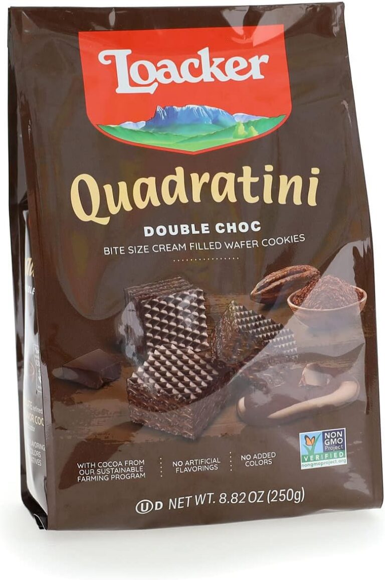 Loacker Quadratini Double Choc bite-size Wafer Cookies| LARGE Pack of 1 | Crispy Wafers with 4 creamy layers of finest Cocoa cream filling | great for snacks & desserts | Non...