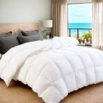 Luxury Goose Down Comforter King Size,100% Organic Cotton Shell Goose Feather Duvet Filled with Feather and Down Fiber 110 OZ -750 Fill Power, All Season White Duvet Insert 8...