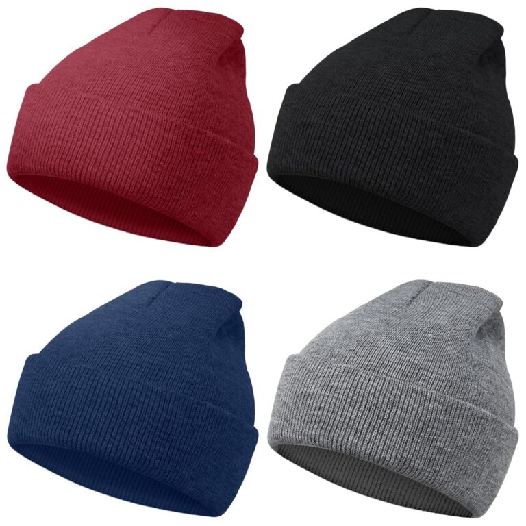 MENOLY Kids Winter hat, 4 Pack Winter Beanies Stretch Skull Cap Knit Beanie Hat Cap for Girls Boys