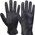Mens Luxury Nappa Lambskin Leather Gloves Winter Warm Touchscreen Gloves Cashmere Lining