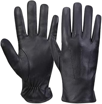 Mens Luxury Nappa Lambskin Leather Gloves Winter Warm Touchscreen Gloves Cashmere Lining
