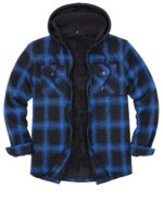 Men's Sherpa Lined Full Zip Hooded Plaid Flannel Shirt Jacket