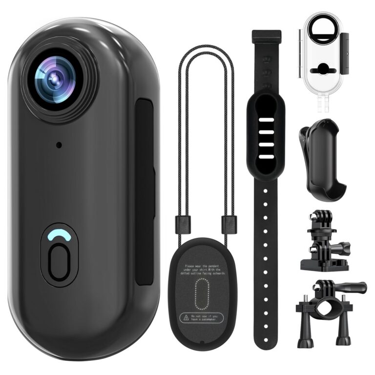 Mini Action Camera 4K, Body Cam with Audio & Video, Thumb POV Portable Sports Cam with IPX7 Waterproof, Portable Vlogging, Helmet Cam for Cycling, Motorcycle 64G-Card, Black