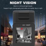 Mini Body Camera, 1080P HD Wearable Camera with Clip, 180° Rotation Lens, Night Vision, Pocket Camera for Home, Outdoor, Law Enforcement, Security Guard