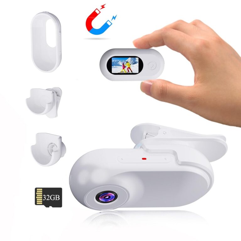 Mini Body Camera 1080P with 32GB Card Helmet Camera Body Cameras with Audio and Video Recording Multi-Function Accessory Bodys Cam（White）