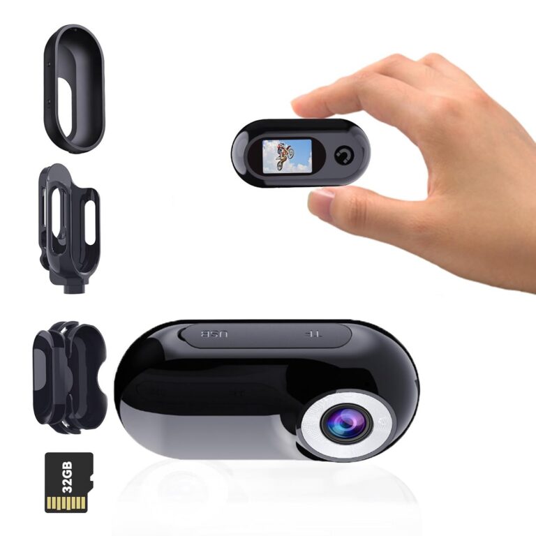 Mini Body Camera 1080P with 32GB Card Helmet Camera Body Cameras with Audio and Video Recording Multi-Function Accessory Bodys Cam（Glossy Black）