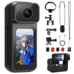 Mini Body Camera 128G with 1.47inch LCD Screen, 2.7K Thumb Size Action Body Cam with Audio&Video Thumb Hands Free POV Recording, Mount Free, Magnetic Sport DV for Bike Cycling...