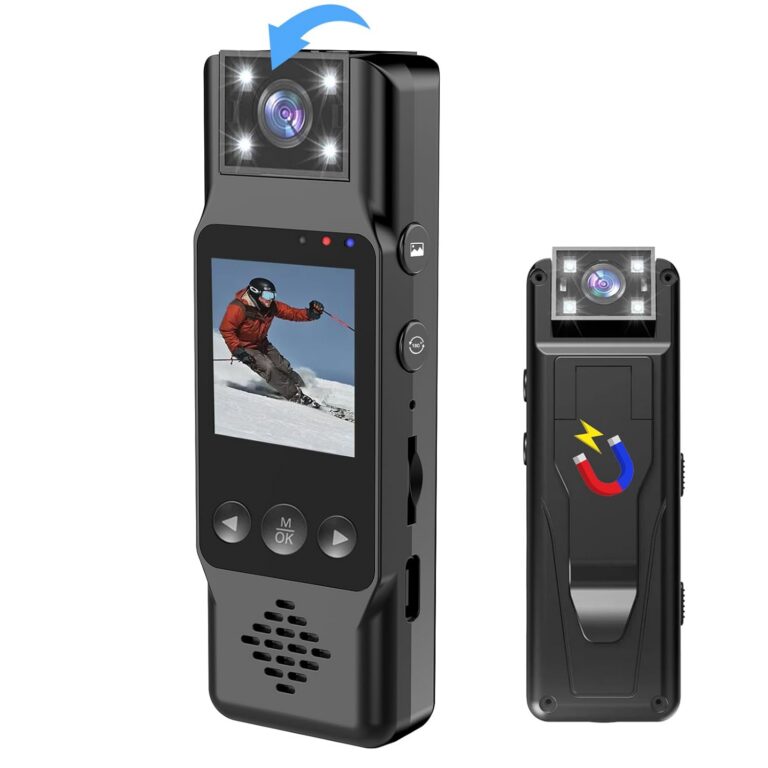 Mini Body Camera,Magnetic Clip 4k 1080P Police Camera Video and Audio,4 Built-in Fill Ligfhts Night Vision,140° Wide Angle with 40M Image Quality,Offline and Wi-Fi Dual Modes...