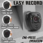 Mini Body Camera Video Recorder Built-in 128GB Memory Card with Night Vision IR & Loop Record HD 1080P, 4-6 HR Battery Life Wearable Police Cam for Home, Outdoor, Law...