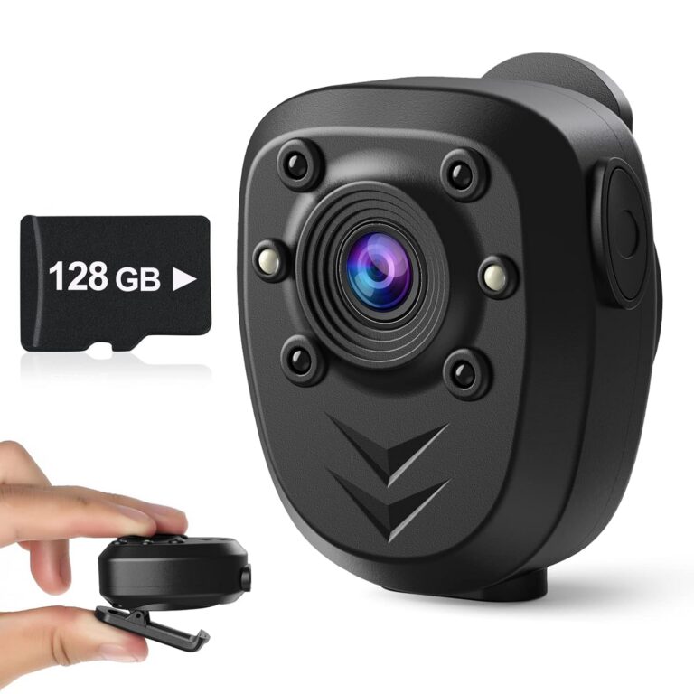 Mini Body Camera Video Recorder Built-in 128GB Memory Card with Night Vision IR & Loop Record HD 1080P, 4-6 HR Battery Life Wearable Police Cam for Home, Outdoor, Law...