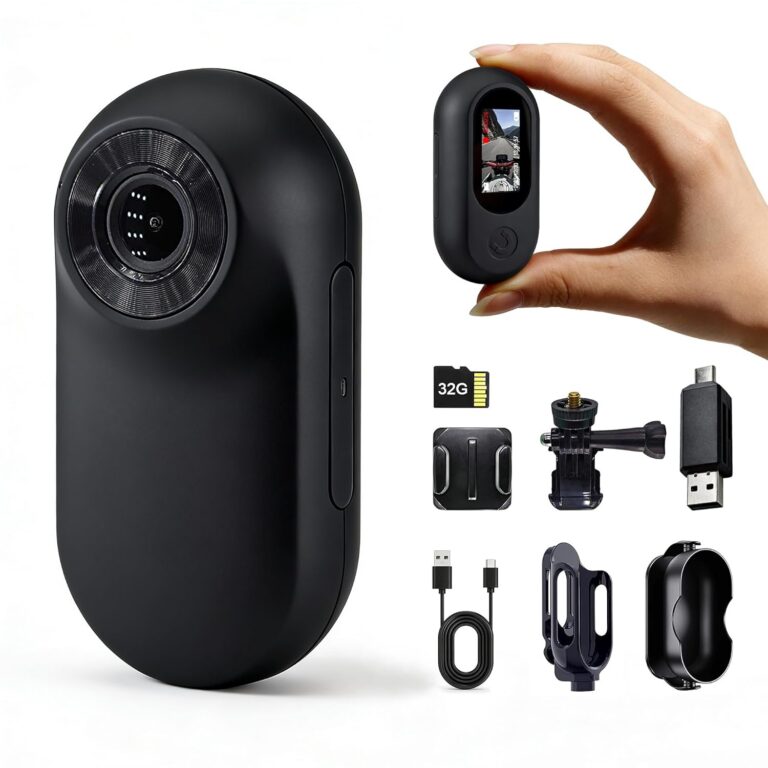 Mini Body Camera with 32GB, Thumb Size Action Camera, Body Cameras with Audio and Video Recording, Multi-Function Bodycam, Wearable Body Cam Hands-Free POV Camera for Walking,...
