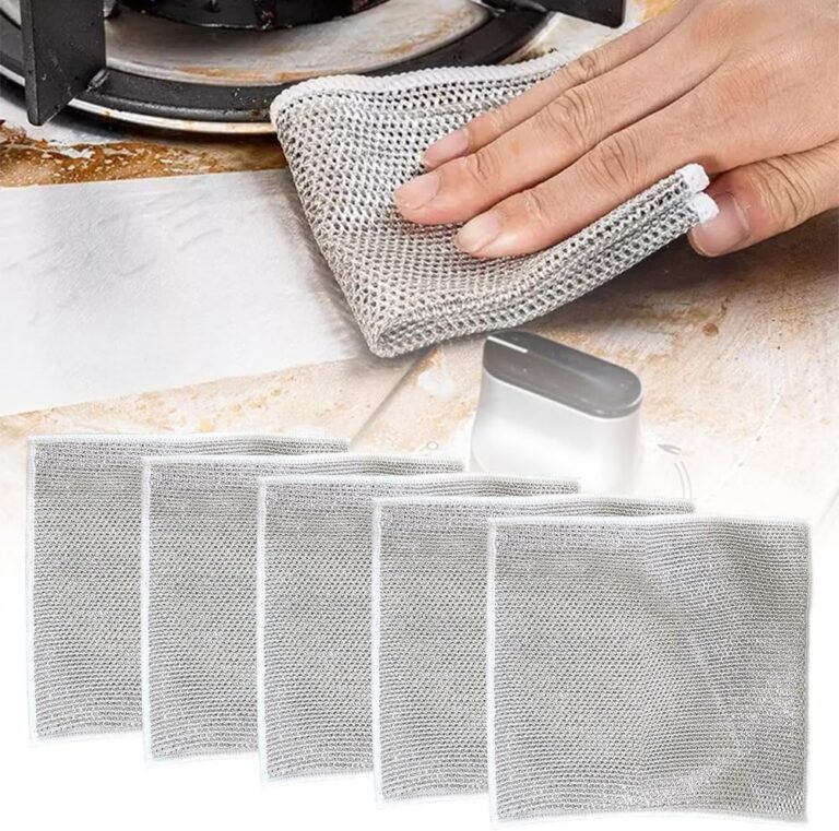 Multipurpose Wire Dishwashing Rags, 2024 New Scrubbing Non-Scratch Dishcloth, Premium Metal Dishwashing Cloth Scrubs Cleans for Dishes Sinks (5)