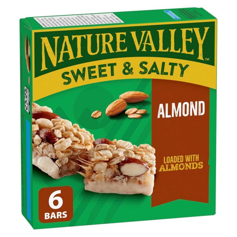 NATURE VALLEY Almond Sweet and Salty Granola Bars, No Artificial Flavours, No Artificial Colours, Made with Whole Grain Oats, Pack of 6 Bars, Loaded with Almonds, Dipped in...