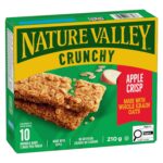 NATURE VALLEY Apple Crisp Crunchy Granola Bars, No Artificial Colours, No Artificial Flavours, Snack Bars, Made with Whole Grain Oats, Pack of 10 Granola Bars, Made with Apple