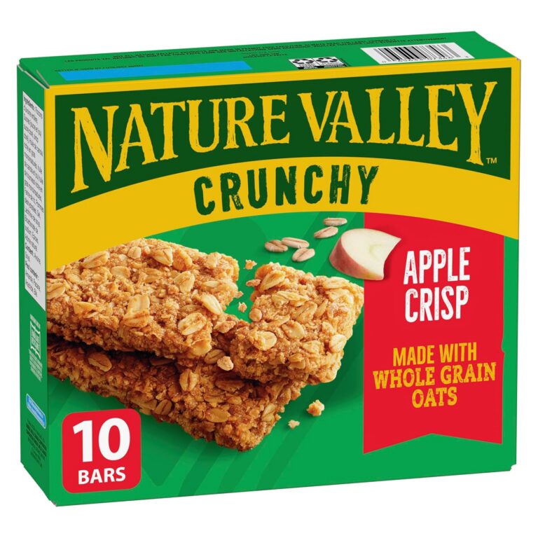 NATURE VALLEY Apple Crisp Crunchy Granola Bars, No Artificial Colours, No Artificial Flavours, Snack Bars, Made with Whole Grain Oats, Pack of 10 Granola Bars, Made with Apple