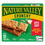 NATURE VALLEY Apple Crisp Crunchy Granola Bars, No Artificial Colours, No Artificial Flavours, Snack Bars, Made with Whole Grain Oats, Pack of 10 Granola Bars, Made with Apple