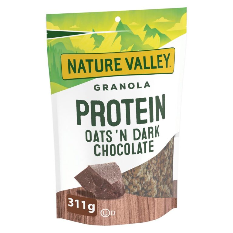 NATURE VALLEY Dark Chocolate Oats Protein Granola Cereal, Granola Bars, Made with Chocolate Chunks, 311 Grams Package of Protein Granola