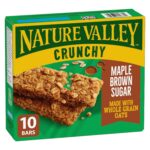 NATURE VALLEY Maple Brown Sugar Crunchy Granola Bars, No Artificial Colours, No Artificial Flavours, Snack Bars, Made with Whole Grain Oats, Pack of 10 Bars