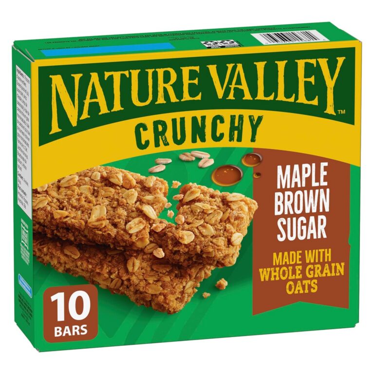 NATURE VALLEY Maple Brown Sugar Crunchy Granola Bars, No Artificial Colours, No Artificial Flavours, Snack Bars, Made with Whole Grain Oats, Pack of 10 Bars