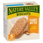 NATURE VALLEY Peanut Butter Biscuits, Snacks, Oat Biscuits with Peanut Butter Filling, No Artificial Colours, No Artificial Flavours, Pack of 5 Biscuits