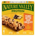 NATURE VALLEY Peanut Butter Dark Chocolate Protein Bars, Snack Bars, Granola Bars, Made with Real Peanuts, Source of Protein, Pack of 4 Protein Bars