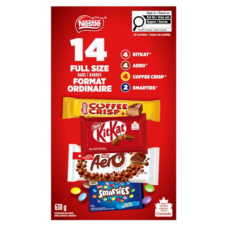NESTLE Assorted Full Size Bars & Candies, KITKAT, AERO, COFFEE CRISP & SMARTIES, Individually Wrapped, Prepared in Canada, 638 g