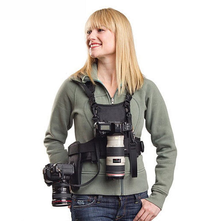 Nicama NC-VEST Dual Camera Harness for 2 Cameras, Carrying Chest Vest Strap System with Side Holster for Canon Nikon Sony Panasonic Olympus DSLR Cameras