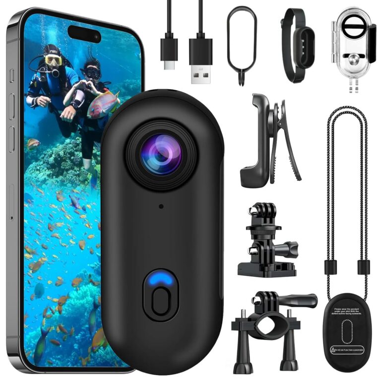 OBEST 360° Action Camera 4K Underwater Cam, Portable Mini Waterproof WiFi Camera 120° Wide Angle Action Cam for Cycling, Daily Vlog, Outdoor Sports (Upgraded Version)