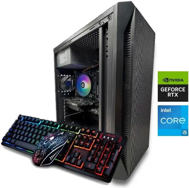 Odyssey Essentials 2025 Mid Tower Custom Gaming PC, Intel Core i5-4570 3.2GHz, 16GB RAM, 1TB SSD, GeForce RTX 3050, WiFi, Windows 10 Keyboard & Mouse