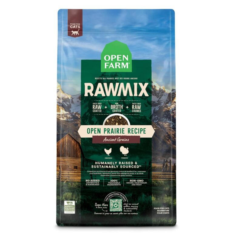 Open Farm, RawMix Dry Cat Food, Protein-Packed Kibble Coated in Bone Broth with Freeze Dried Raw Chunks, for Indoor & Outdoor Cats, Chicken & Turkey Grain-Free Recipe, 2.25lb Bag