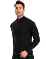 Pioneer Camp Men's Cardigan Sweaters Full Zip Up Stand Collar Slim Fit Casual Knitted Sweater with 2 Front Pockets