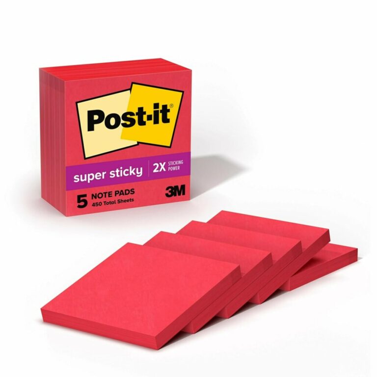 Post-it Super Sticky Notes, 3 x 3-Inches, Red, 5-Pads/Pack