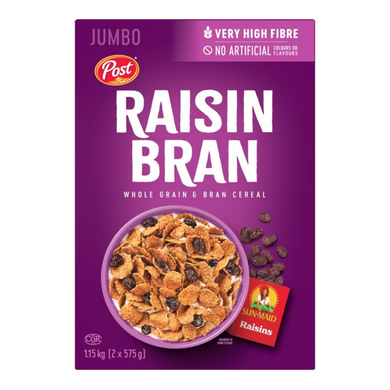 Post Raisin Bran Breakfast Cereal, Very High in Fibre, Made with 100% Sun-Maid raisins, Prepared in Canada, Jumbo Size 1.15 Kg
