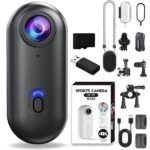 POV 4K Pro Action Camera, 4k Wearable Body Camera, 170° Wide-Angle, Waterproof, Night Vision,for Running Cycling Swimming Hiking Adventure Etc (Black,128G)